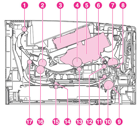 основные узлы лазерного принтера HP LJ 2400